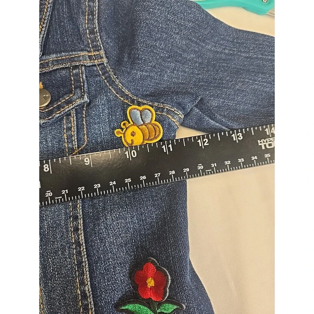 The Children's Place Toddler Girls Denim Jacket‎ Size 3T Patches Fruit Flowers